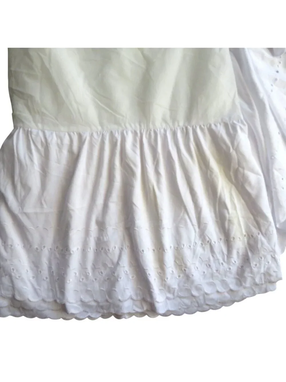 White Twin Bed Skirt Eyelet Embroidery Scalloped Hem14
